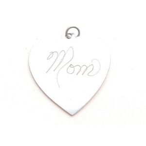 Engraved "MOM" Silver Heart Pendant